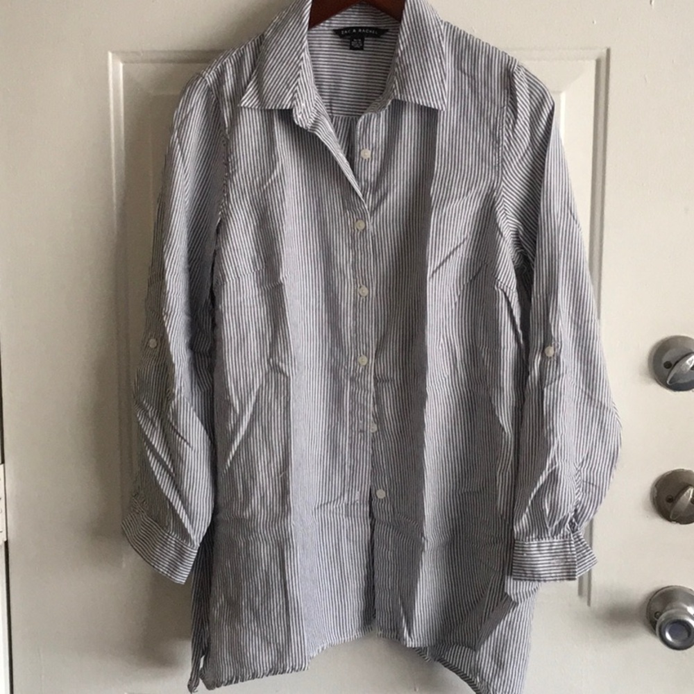 Zac & Rachel Navy and White Striped Shirt 106